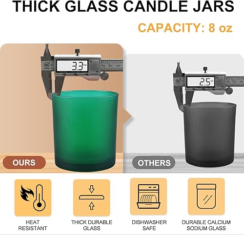Miniatura 161 de Tarros de vela gruesos de 8 onzas para hacer velas, 15 unidades, tarros vacíos transparentes con tapas de madera para hacer velas, contenedor