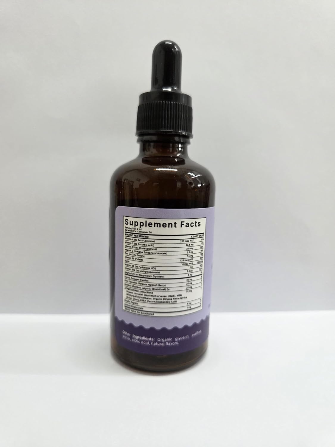 Biotin Drops with Vitamin A Liquid Collagen for Women Hyaluronic Acid Keratina Liquid Saw Palmetto Tincture - 60ml