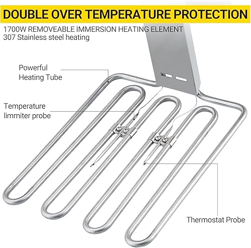 Miniatura 5 de Freidora eléctrica comercial de 1700 W, sistema de encimera de acero inoxidable 304 de 11 litros con cesta y tapa XL, 110 V para cocinas domésticas