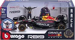 MINIATURA F1 REDBULL RB 19 MAX VERSTAPPEN 1/24 BBURAGO COM BONECO PILOTO DIECAST MODEL