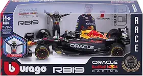 MINIATURA F1 REDBULL RB 19 MAX VERSTAPPEN 1/24 BBURAGO COM BONECO PILOTO DIECAST MODEL