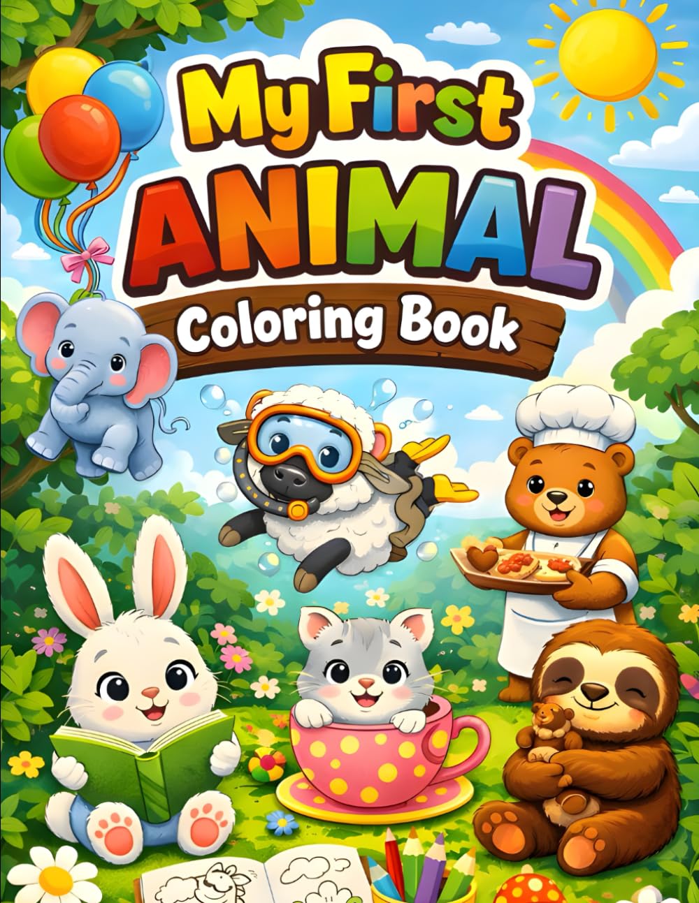 My First Animal Coloring Book: Simple & Fun Coloring Pages for Kids Ages 3-6, Easy Toddler Activity Book with Cute Animal Illustrations
