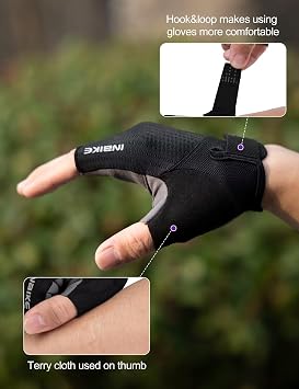 INBIKE Cycling Gloves for Men Women, Shock-Absorbing Memory Gel Padded Road Bike Gloves, Bicycle Breathable Half Finger Touchscreen Reflective Biking Gloves