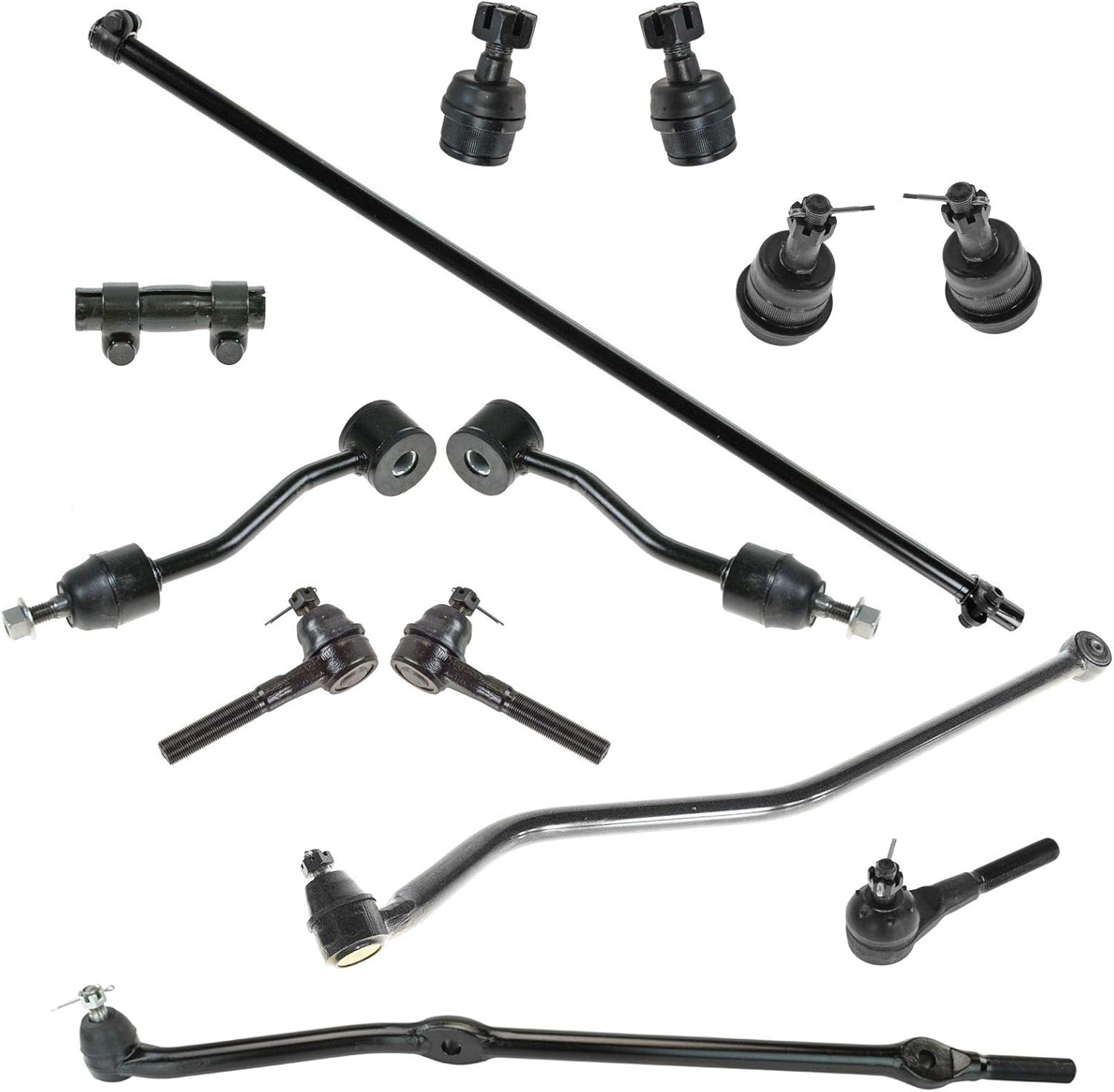 TRQ Front Steering & Suspension Kit Ball Joint Sway Bar Stabilizer Link Tie Rod Tie Rod Adjusting Sleeve Track Bar Compatible with 1997-2006 Jeep Wrangler