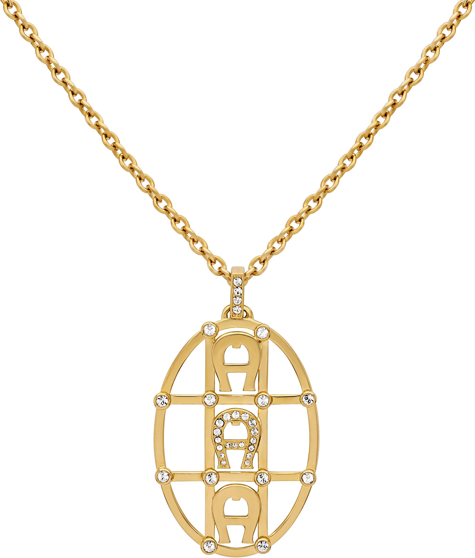 Aigner Necklace GP W/ ROUND PNDT 3 A LOGO W/ CRT,M AJ64712