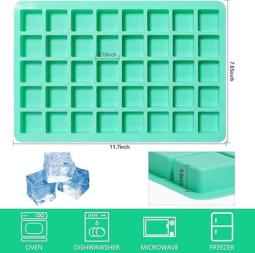 Miniatura 3 de Paquete de 2 moldes cuadrados de silicona para chocolate, moldes de silicona para caramelo de 40 cavidades para chocolate, cubitos de hielo,