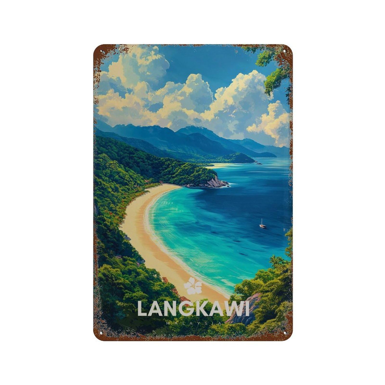 xiaoxiaoshen Langkawi Beach Tropical Island Malaysia Coastal Wall Decor Art Metal Tin Poster Modern Home Decor Art Home Bar Shop Decorations Vintage Sign 30x20cm