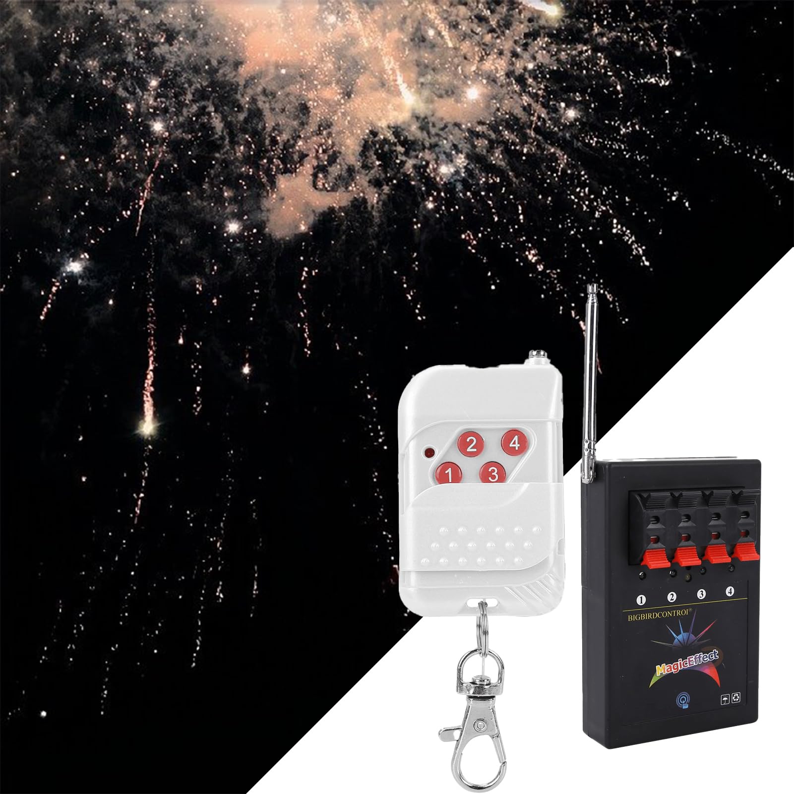 Comando a pulsante, fuoco d'artificio senza fili, sistema di fuochi d'artificio a 4 vie, alimentato a batteria, telecomando per accensione di fuochi d'artificio, controllo senza fili di fuochi