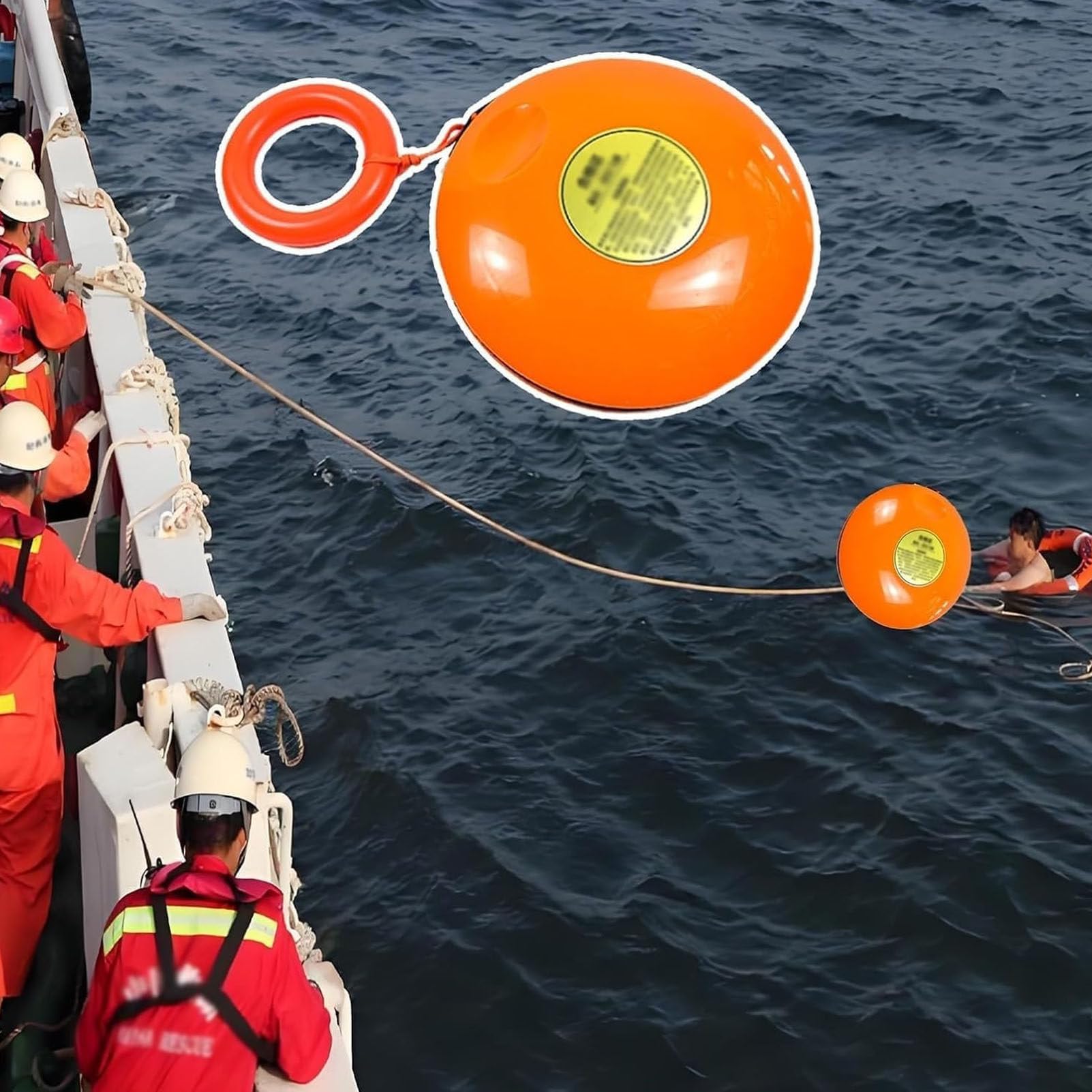 Frisbee da lancio in acqua, disco di emergenza con corda da 39,9 m, dispositivo salvavita per inondazioni, piscine, laghi, marini