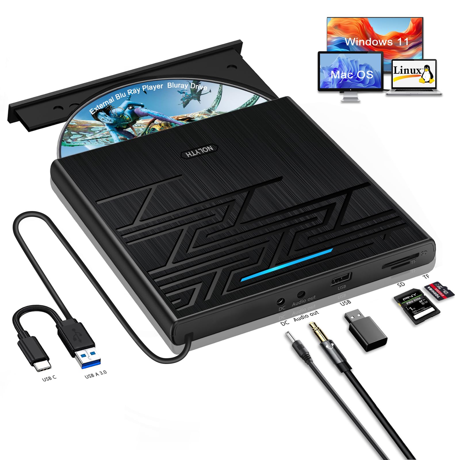 external bdr player for mac with usb tf sd slots