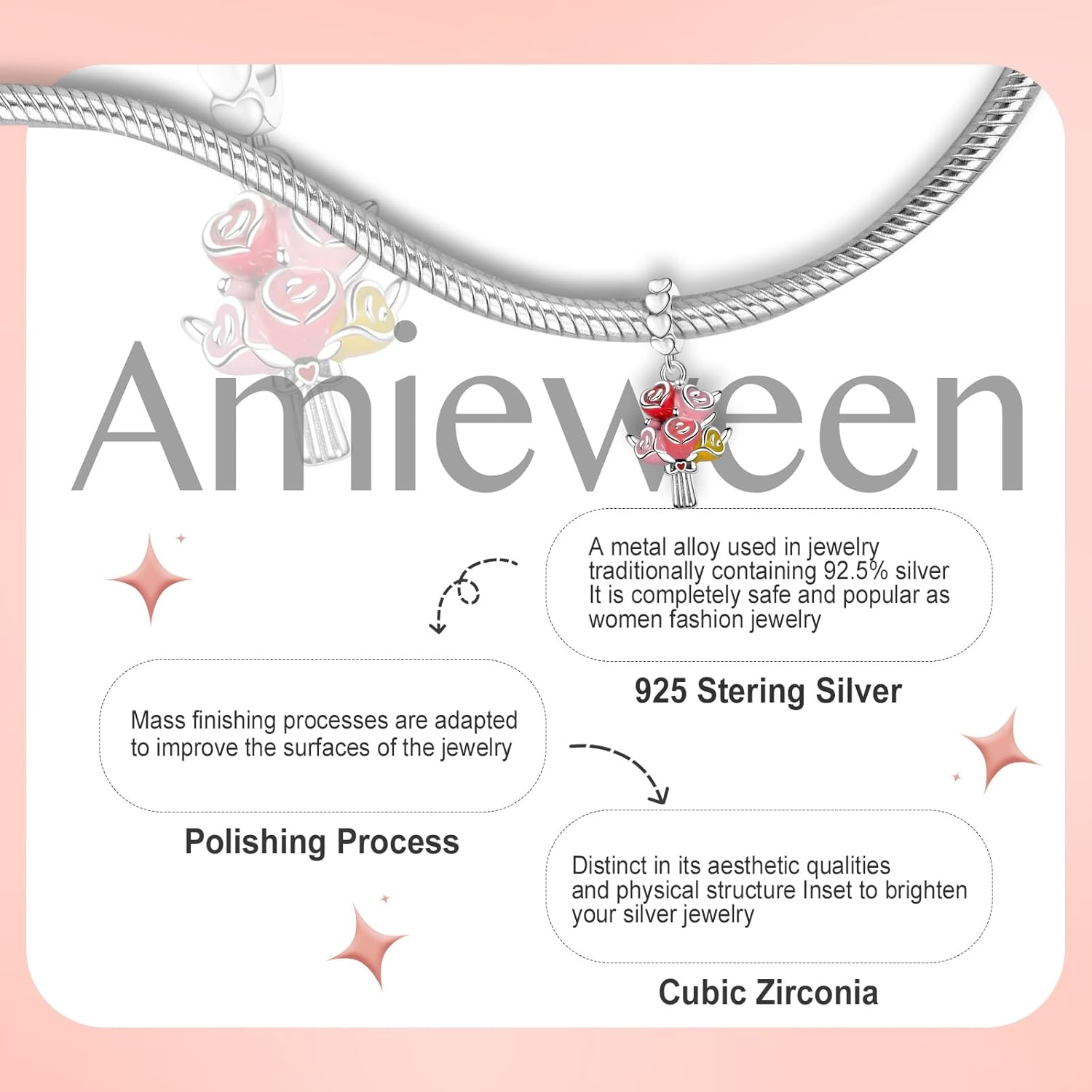 S925 Charms for Pandora Bracelets and Necklaces, Gifts for Love, Couple, Family, Friend, on Birthday, Anivesary, Christmas, Valentine's Day, Mothers Day - Image 3