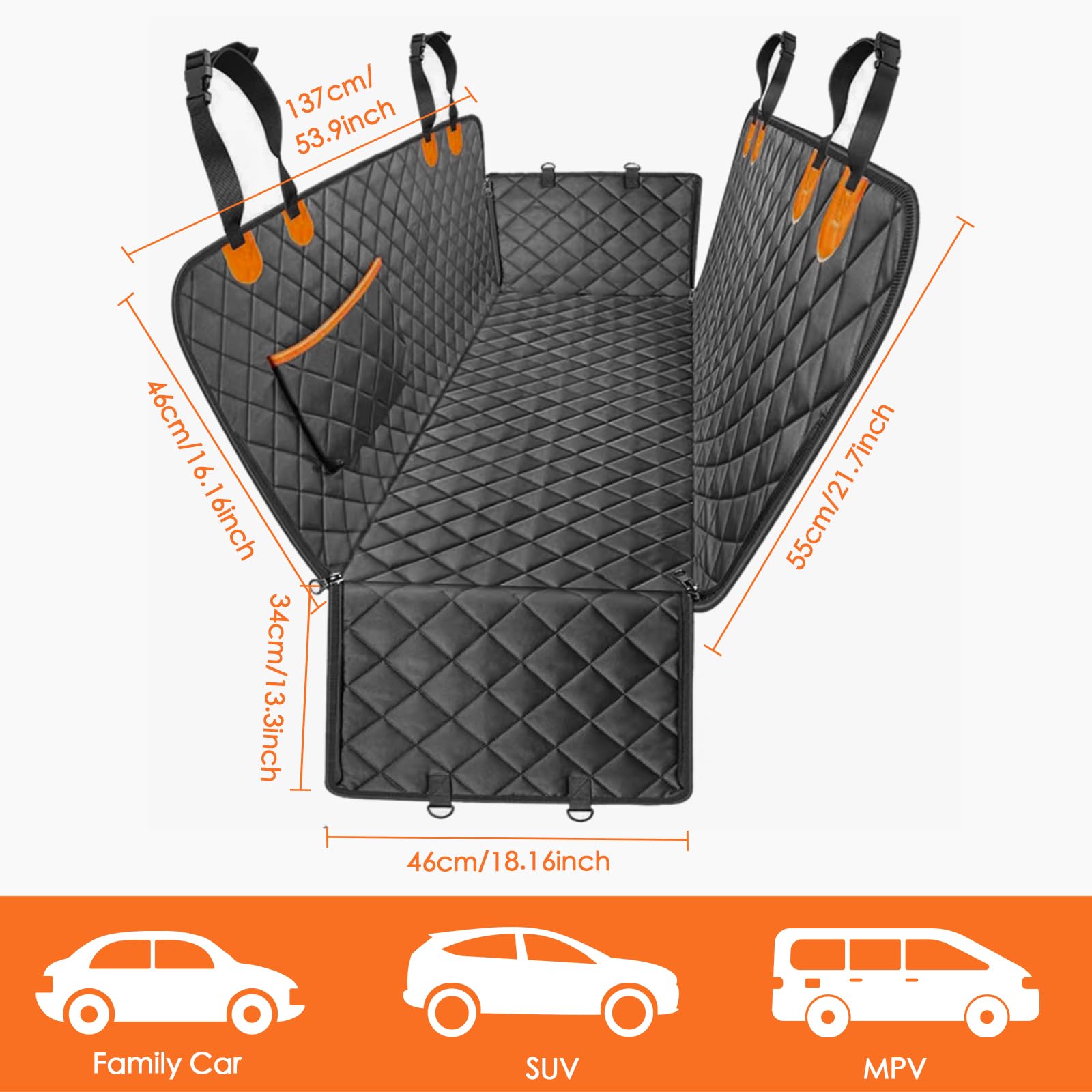 Funda Coche Perro - Cubre Asientos Coche Mascota 4 En 1 - Protector Asiento Trasero Vehículo Mascota - 137×147cm Funda para Mascotas con Ventana y Laterales, Impermeable, Antirayaduras, Para Maletero