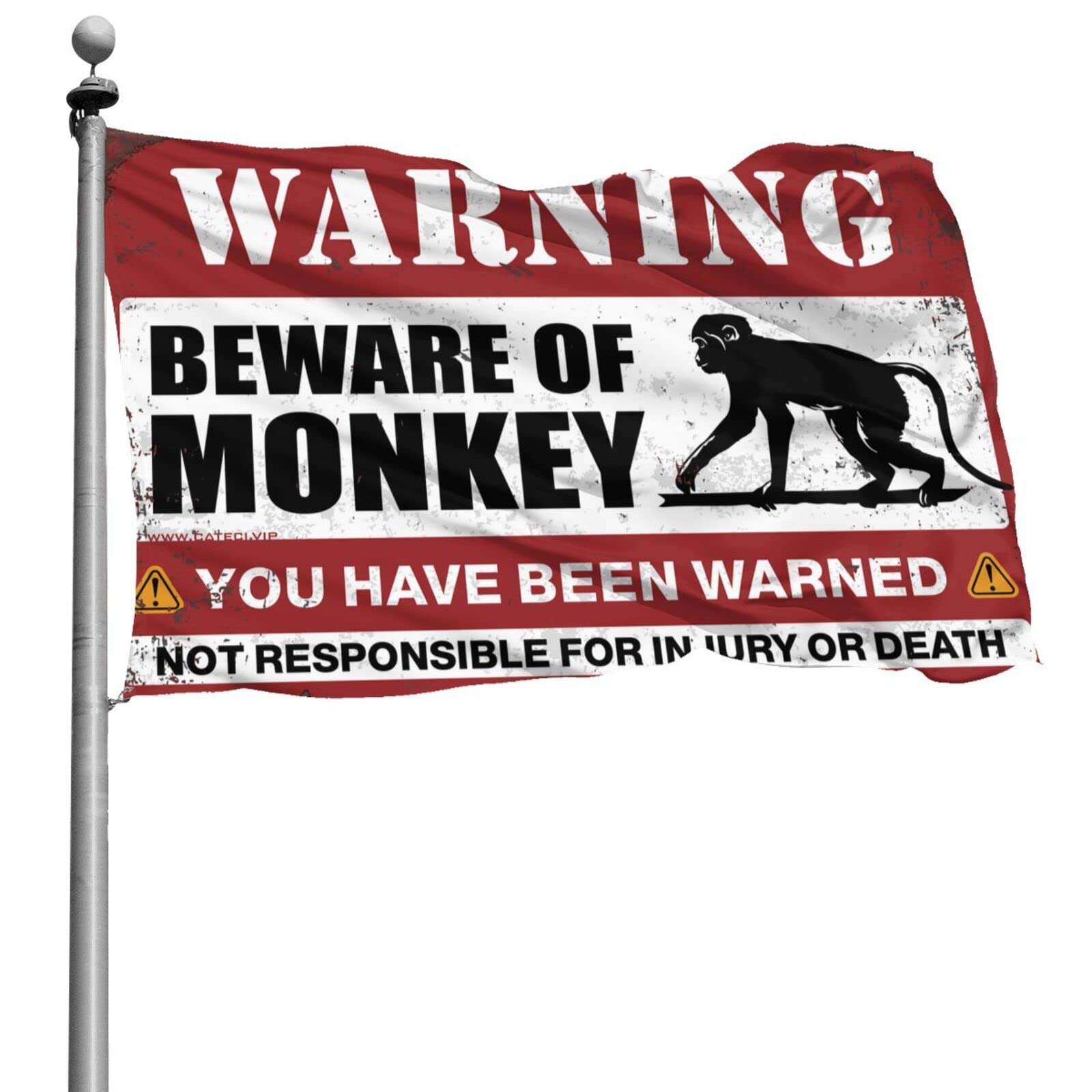 Tapisserie Beware Of Monkey COTECI grand drapeau vintage pour decoration de chambre ado