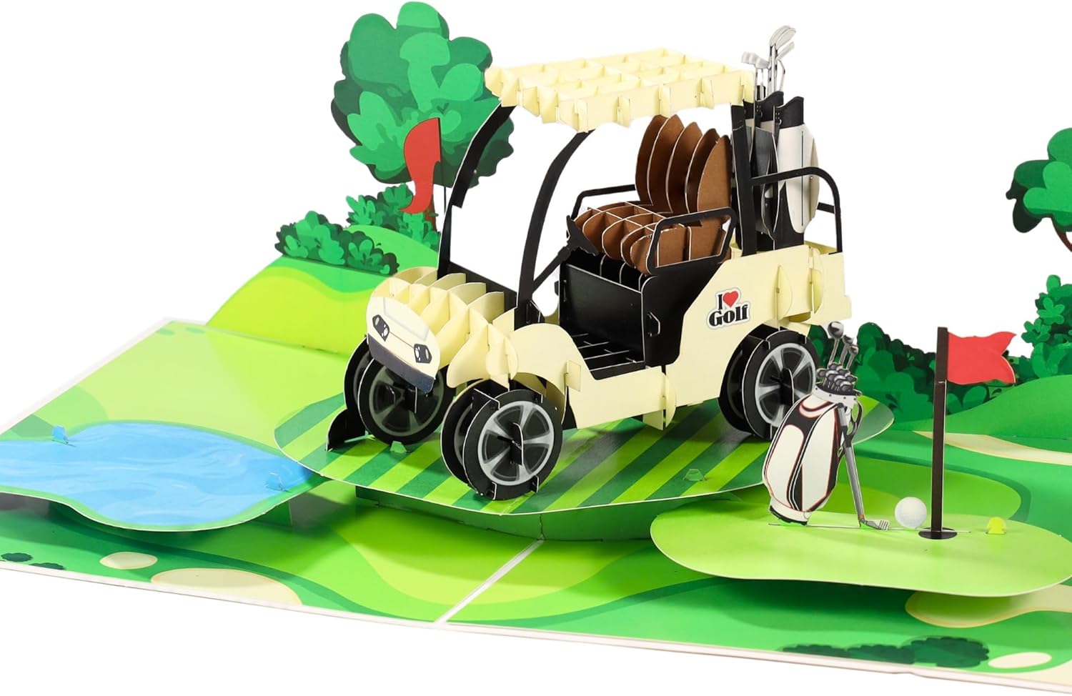 Pop Up Birthday Card for Men, 3D Golf Fathers Day Card for Dad, Golfers, Husband, Grandpa, Pap, Him, Son; All-Occasion Father’s Day, Congratulations, Thank You, Retirement for Boss, Coworker, 6x8 in