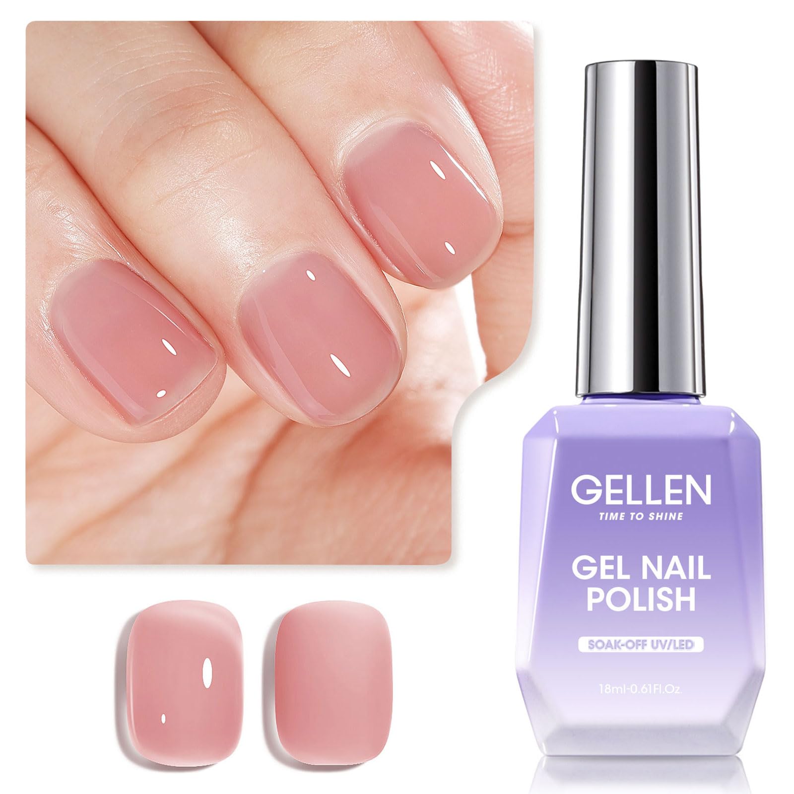 GellenGel Nail Polish Jelly Rose Pink Gel Polish Translucent Nail Polish Sheer Nail Gel Soak Off U V Gel for Nail Art at Home 18Ml 0.61 Fl Oz #690