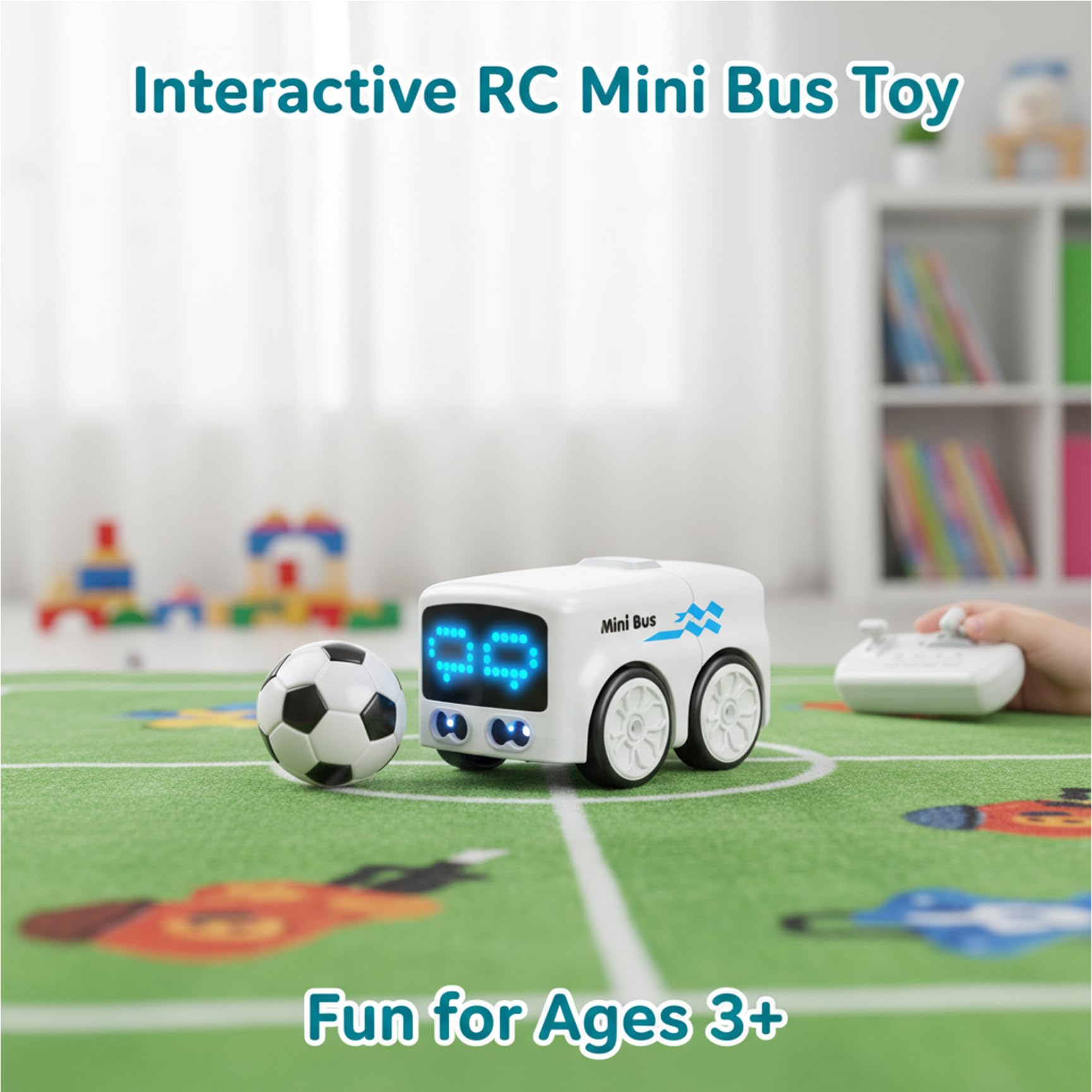 Autobus RC, Mini Auto RC Giocattolo per Autobus con Controllo Gesti Intelligente con Auto-Evitamento e Luci di Espressione Divertenti Macchinina telecomandata per Bambini Adulti, Bianco