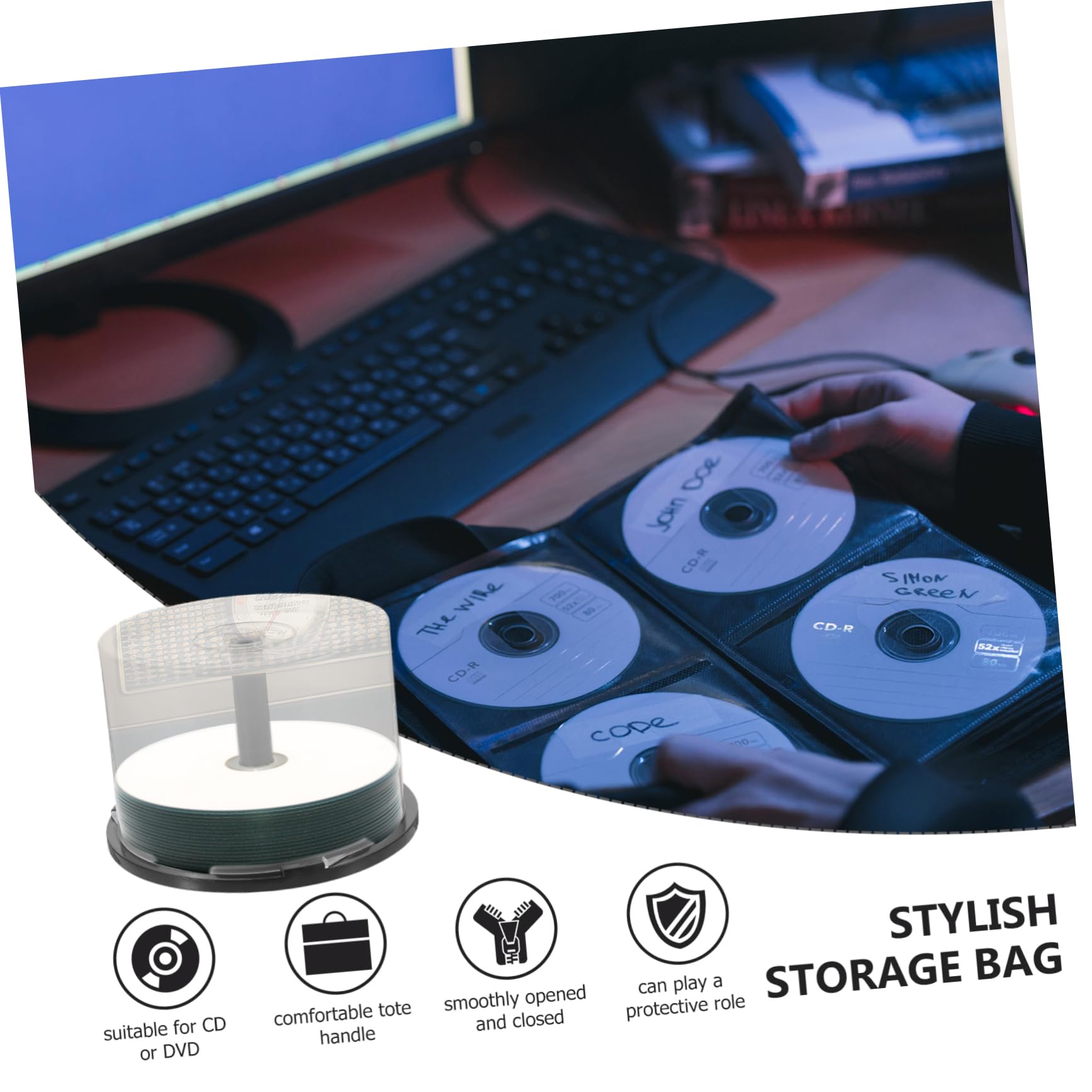 VILLCASE 2pcs Cd Dvd Storage Bucket Portable Empty Containers Holds Discs Sturdy Cd Storage Rack for Organizing and Protecting Your Collection
