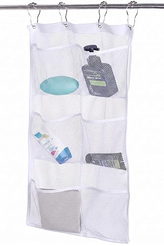 ALYER 6 Storage Pockets Hanging Mesh Shower Caddy,Space Saving Bathroom