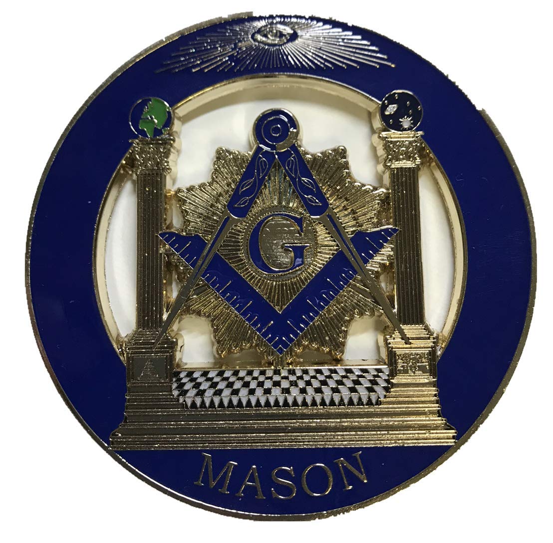 Blue Mason Lodge Freemasonry Masonic Car Emblem Freemason Metal Auto Decal Gift