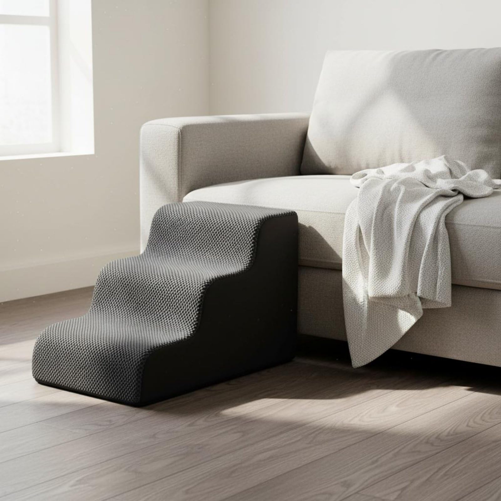 per Animali Domestici Gradini Rampe Scaletta Pedana in Spugna Anti Urto Convertibile con Fondo Antiscivolo E Copertura Lavabile Adatta E Divano Casa, Beige