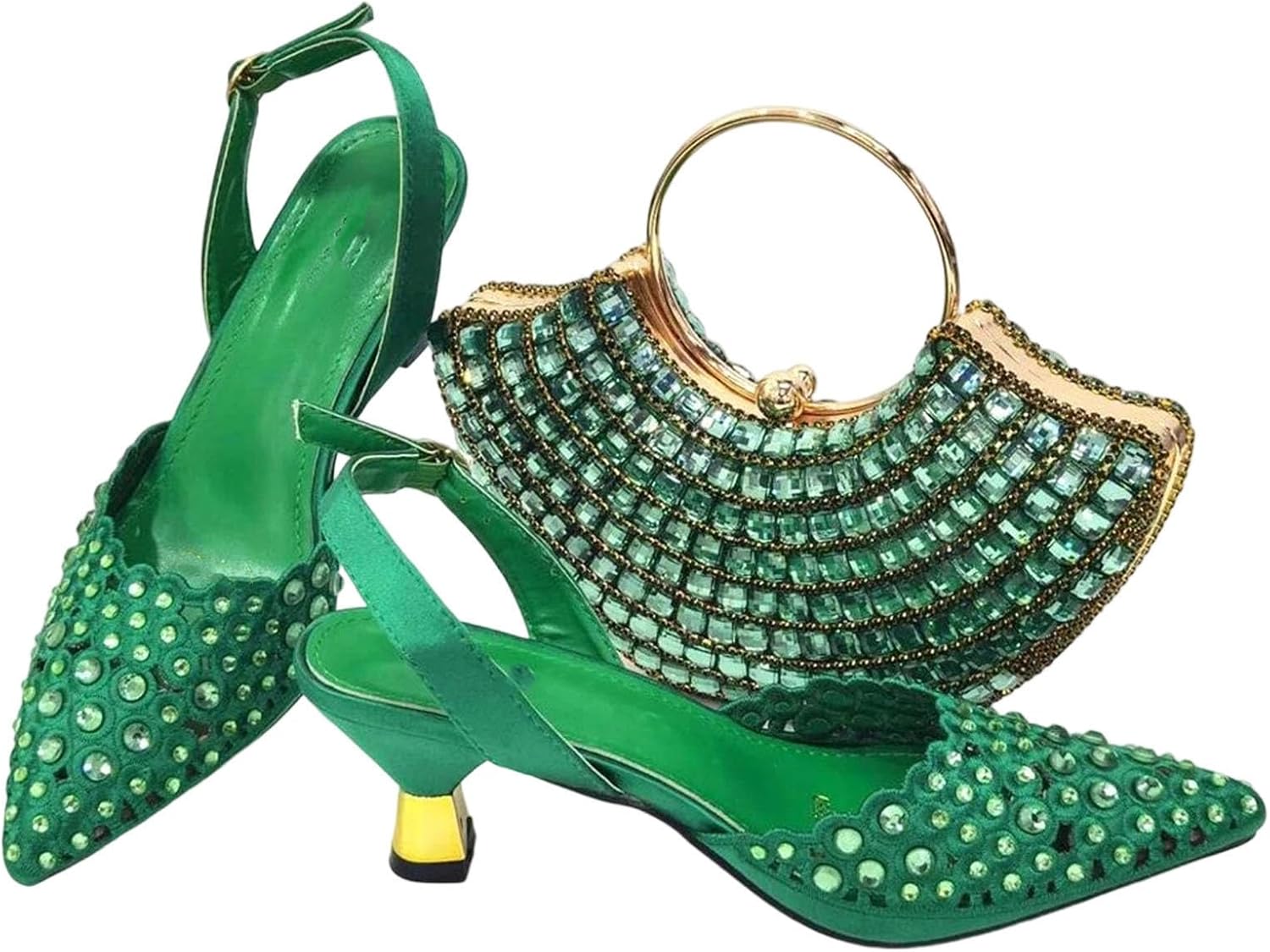 Elegant high heels with matching bag set for parties