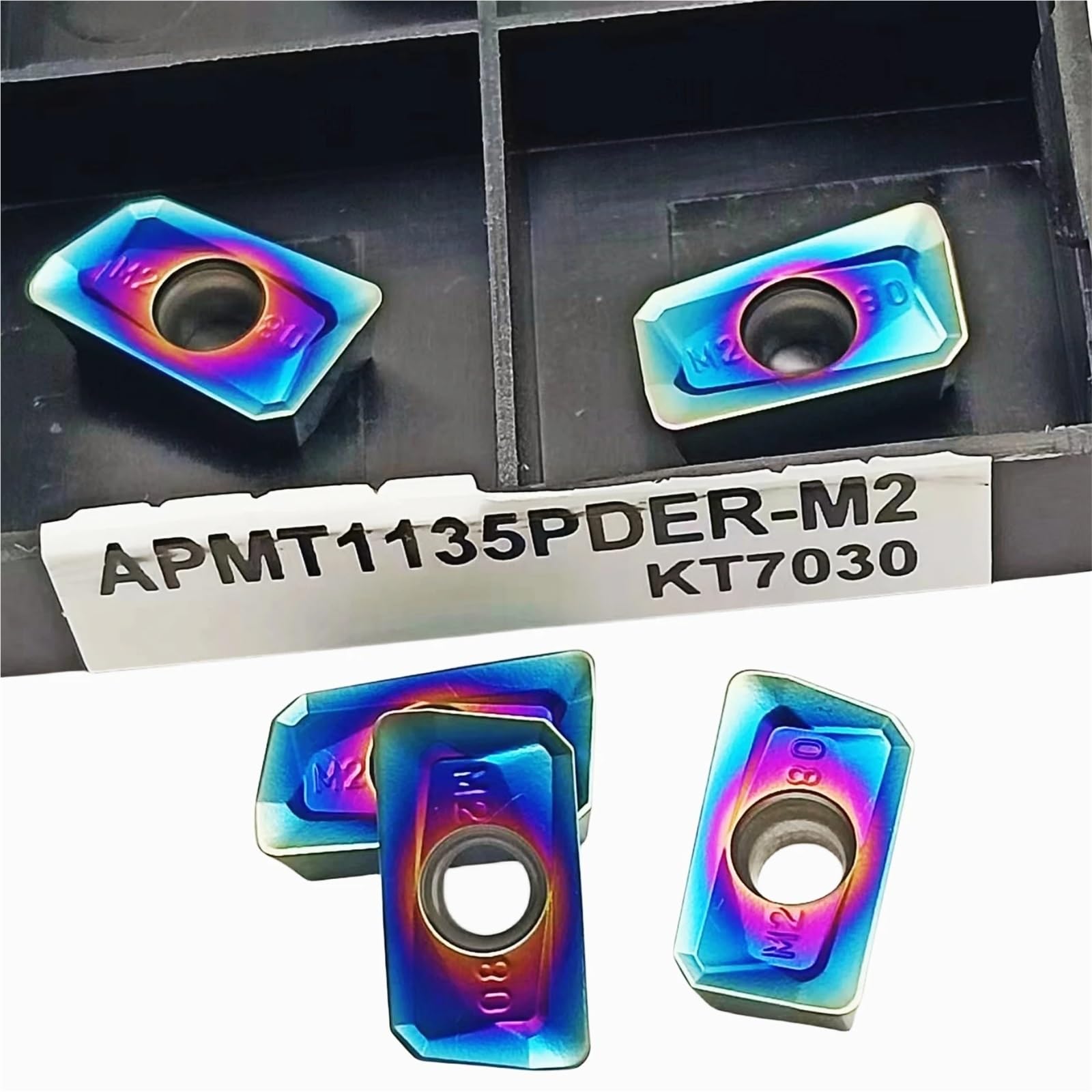 10 Pezzi Taglierina Per Tornio CNC Taglio Inserti In Metallo Duro Utensili Per Fresatura E Tornitura(APMT1135-M2 KT7030)