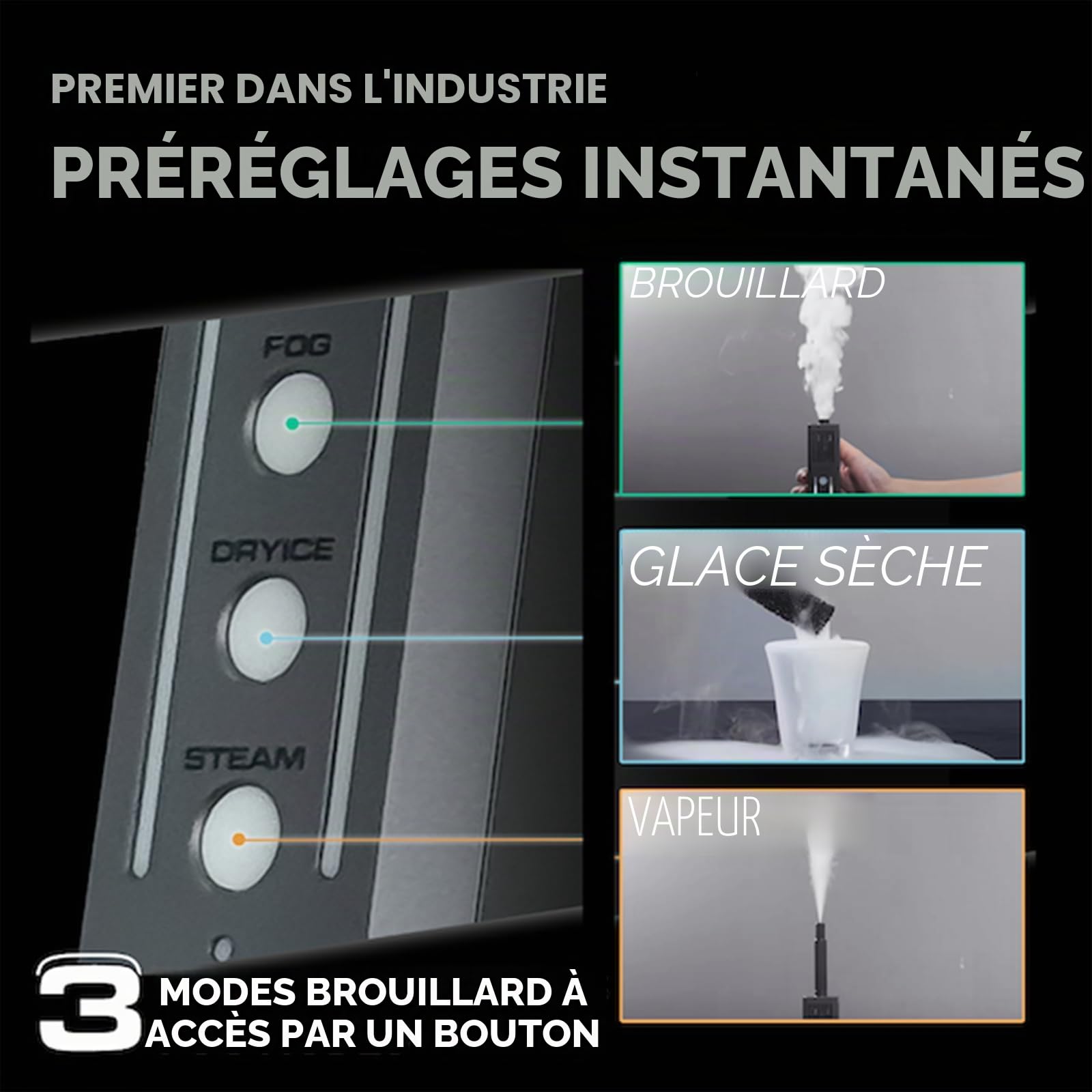 PMI SmokeNINJA PRO KIT Machine à brouillard portable avec temps d'éclatement prolongé, contrôle USB-C, effets de brouillard supérieur, vapeur et glace sèche pour utilisation en studio et événement