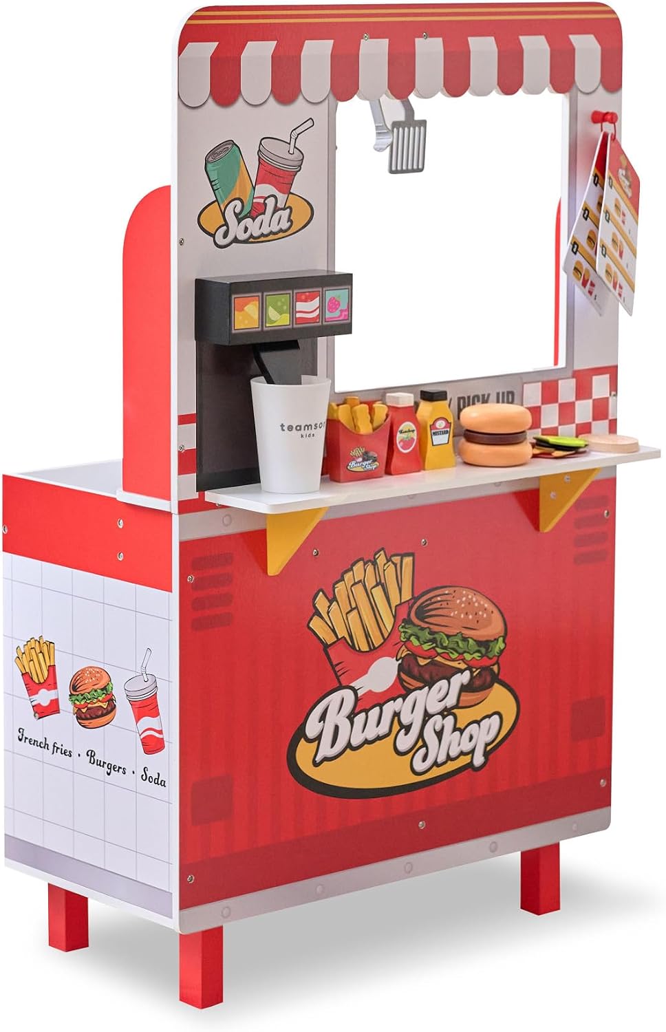 Teamson Kids Flip & Fry Burger Shop Playset for Kids Age 3+