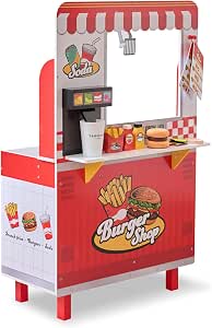 Teamson Kids Flip & Fry Burger Shop Playset for Kids Age 3+