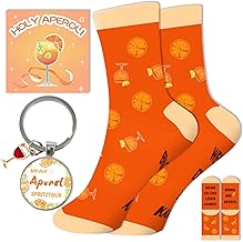 Aperol Gift Aperol Spray Socks Cosmetic Bag Keyring Card Funny Socks Women Men 36-42 Gift for Birthday, Christmas, Carnival, Fancy Dress, Cocktail Lovers Accessories