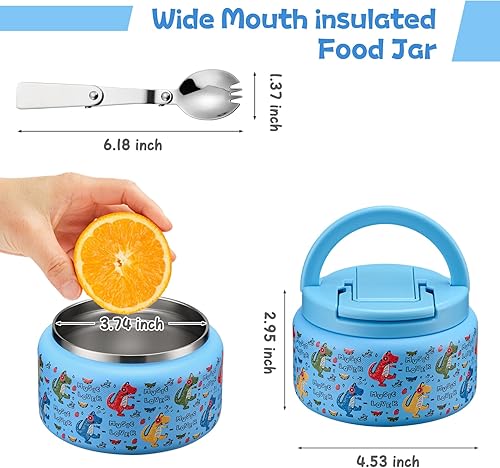 Miniatura 7 de Termo para sopa de 13.5 onzas para comida caliente para niños, frasco de comida aislado al vacío con tapa de hebilla, boca ancha a prueba de fugas,