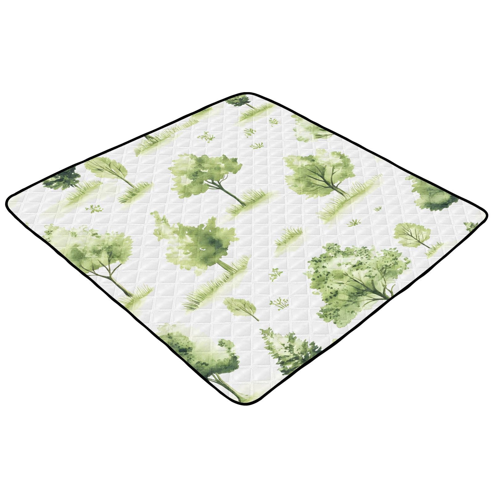 BOESI Watercolor Tree & Grass Pattern Baby Play Mat, 50“ X 50” Washable Folding Crawling Mat, Baby Floor Mat, Soft, Thick, Non-Slip