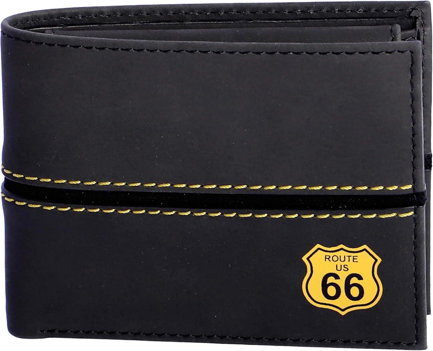 Portafoglio da uomo in pelle Route 66 (protezione RFID) – Portafoglio da uomo sottile – Porta carte di credito – Porta carte – Porta carte – Tasca da uomo – Portafoglio, Nero