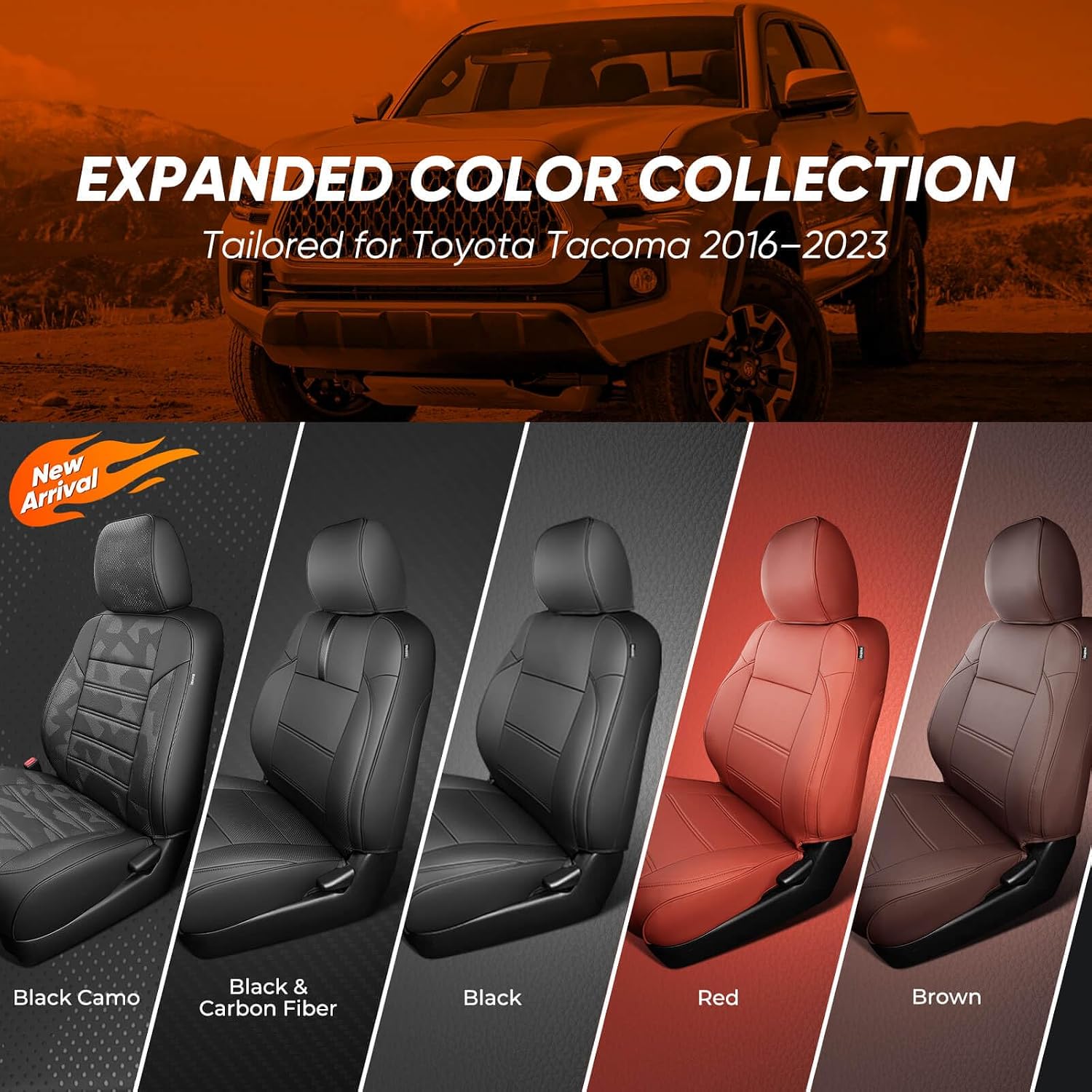 DrCarNow for Toyota Tacoma Seat Covers 2016-2022 2023 Double Cab Full Set image 3