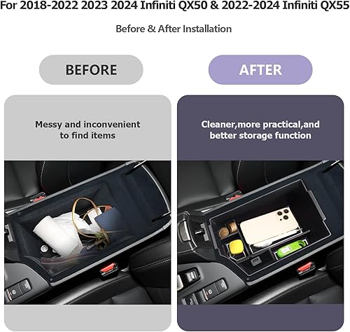Miniatura 2 de LUWU 2023 2024 Infiniti QX50 QX55 Organizador de consola central, caja de reposabrazos, organizador de reposabrazos 2018-2024 QX50 Bandeja de