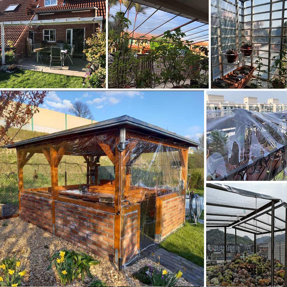 PVC Plane Transparent Mit Ösen, Abdeckplane Durchsichtig Transparente Plane Regenschutz Windschutz Staubdicht Frostschutz Für Balkon Terrasse Überdach Pavillon Seitenwand, 100% Transparenz, 2.3x4.5m