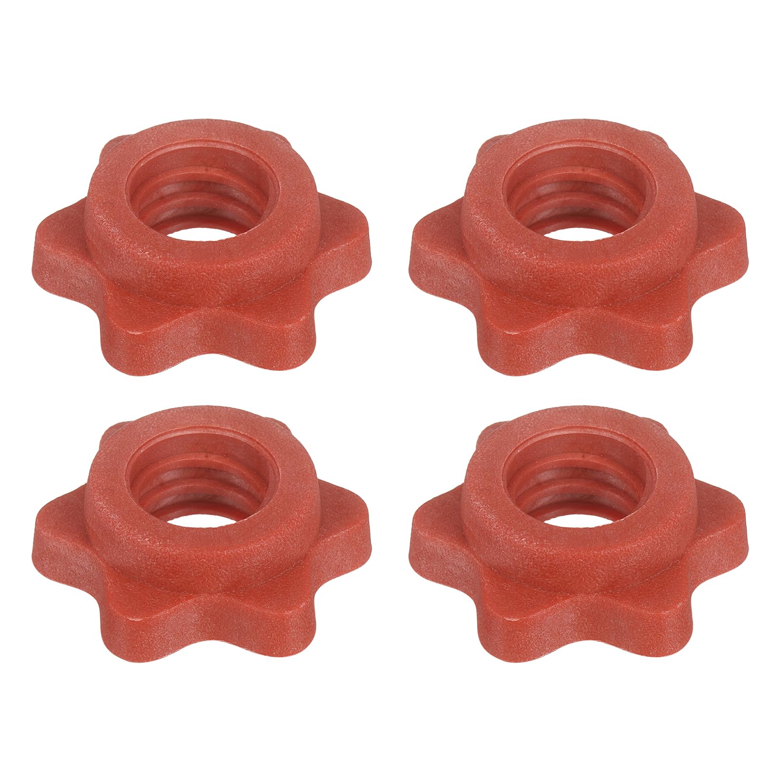 YELARXI Dumbbell Collars, Barbell Spin Lock Hex Nuts Anti Slip Weight Lifting Clip 1" & 4 Pack & Plastic & Red - Fitting for (1" Standard Barbell - Dumbbell)
