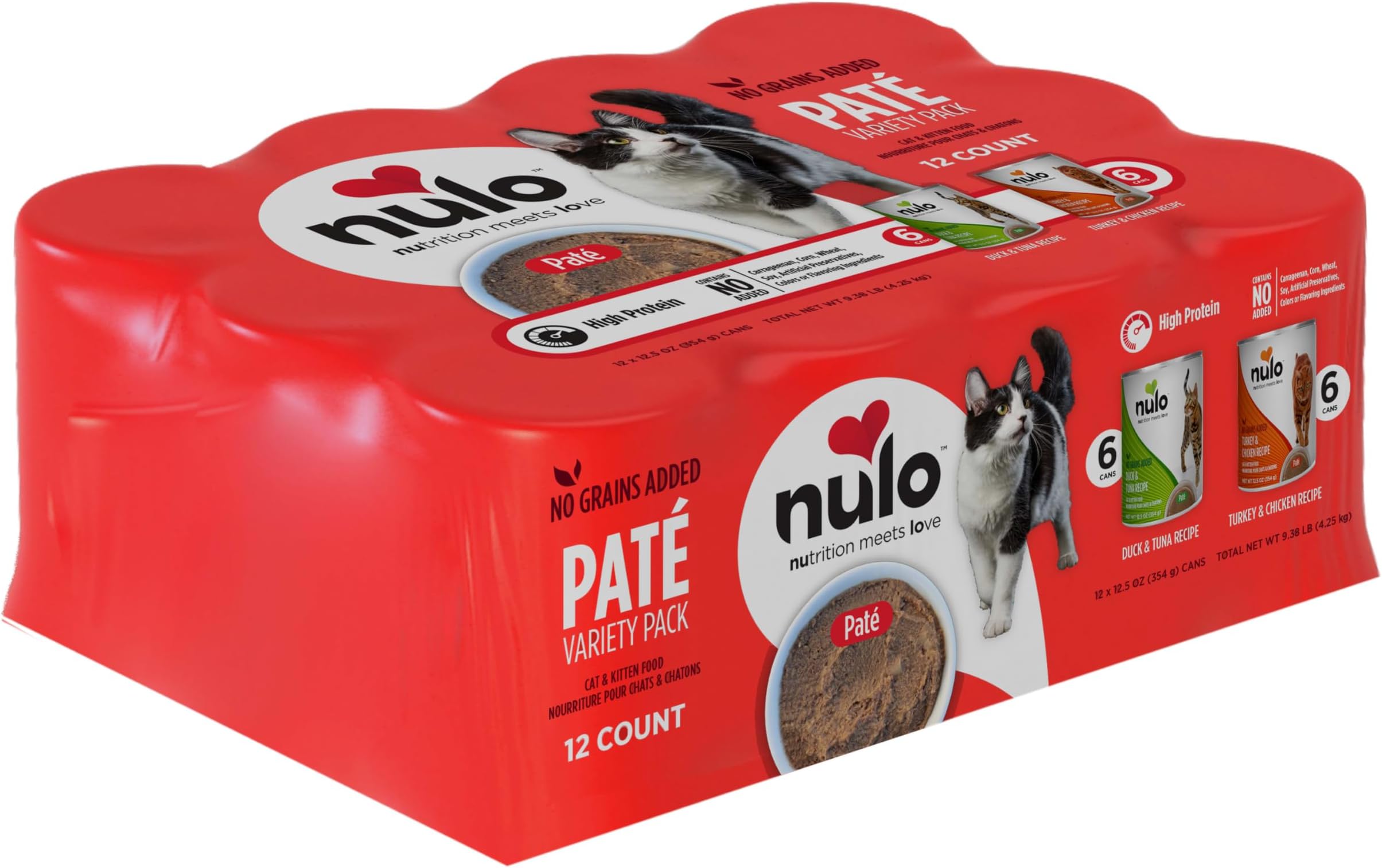 Nulo Variety Flavors Pate Wet Canned Cat Food, 12.5 Ounce (Pack of 12)