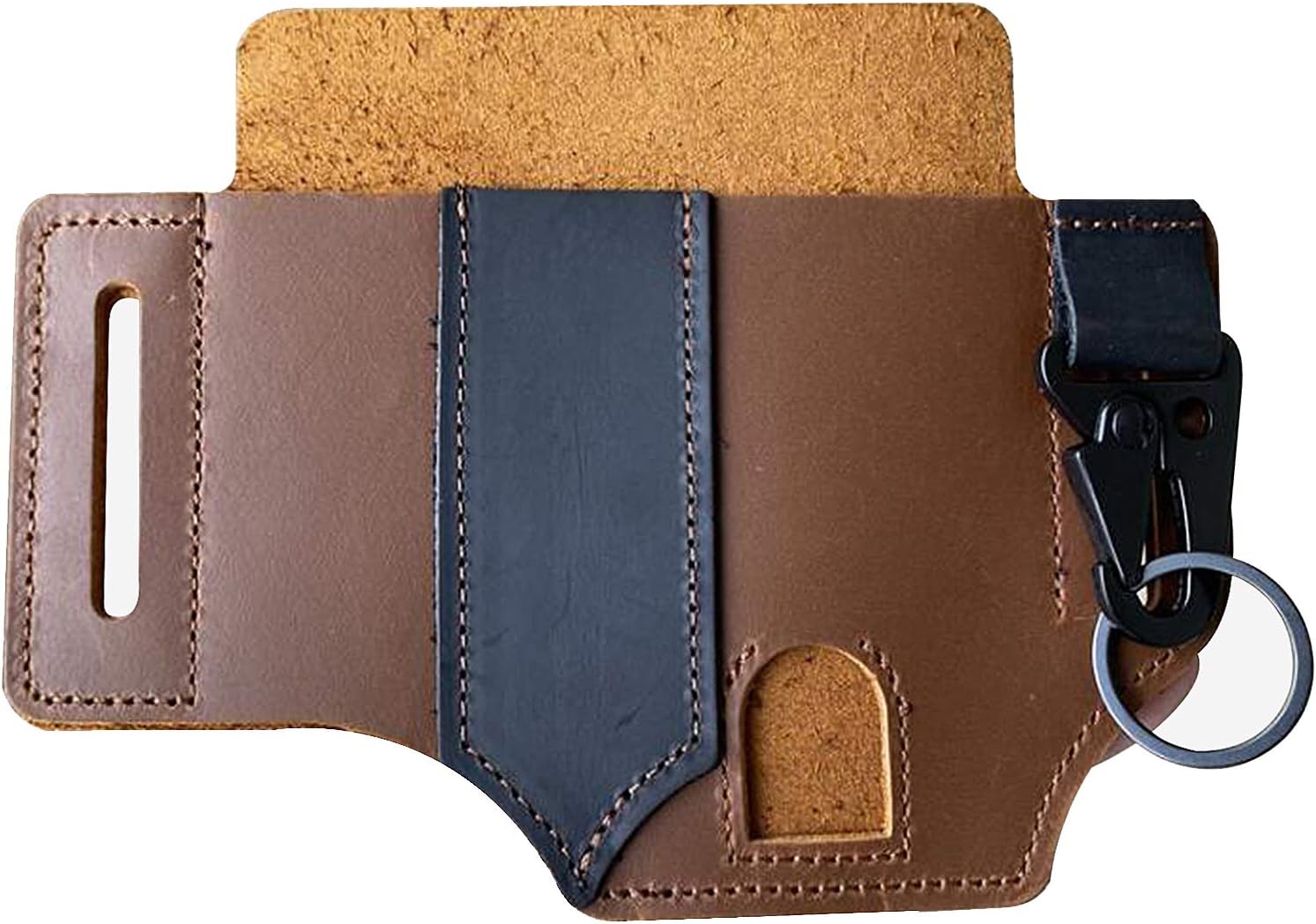 Get Special Price ZEAVAN EDC Leather Sheath for Belt, Leather Sheath Pocket Organizer for Men with Pen Holder, Key Fob, Flashlight Sheath Pouch Light Brown