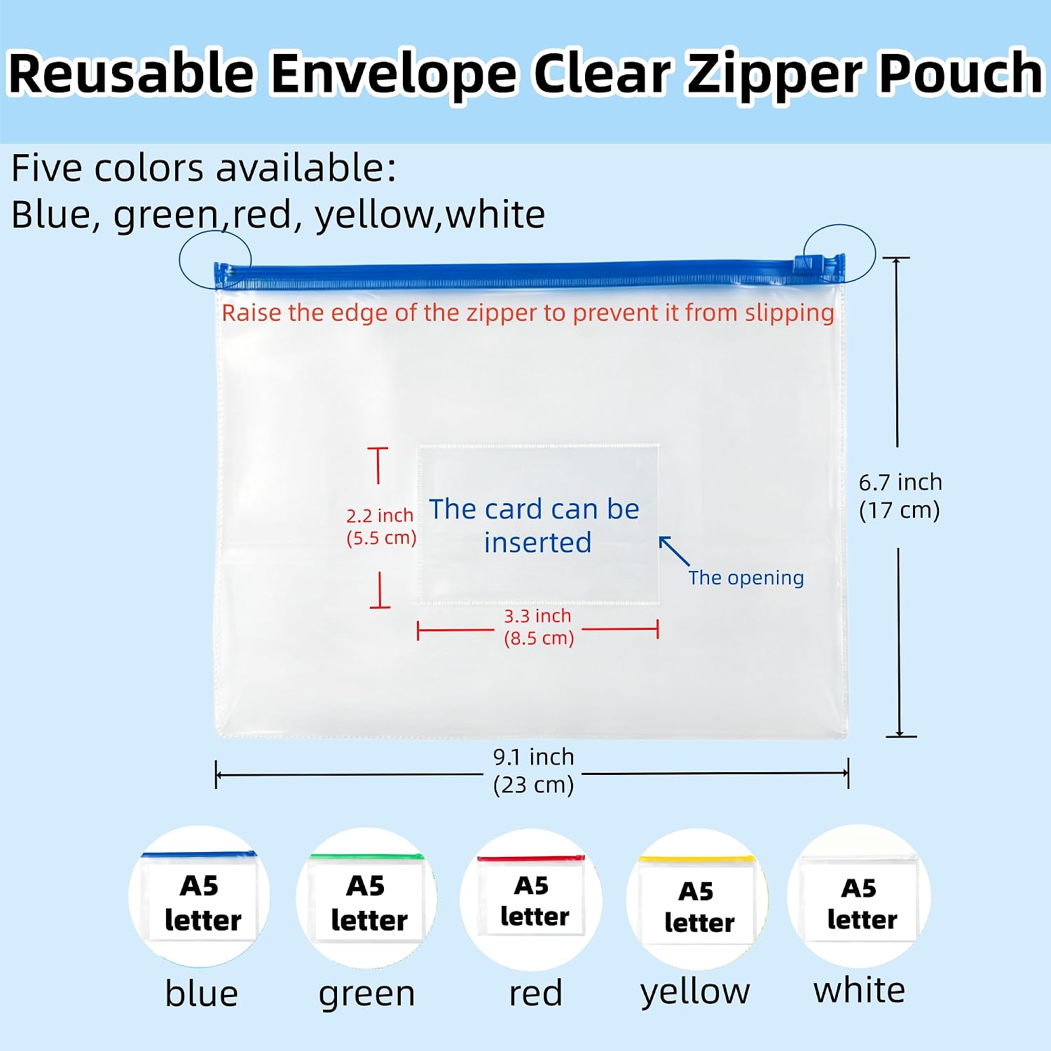 FERENLI 20 Pack 9.1x6.7 Inch Zipper Pouches Clear Plastic File Folders image 2
