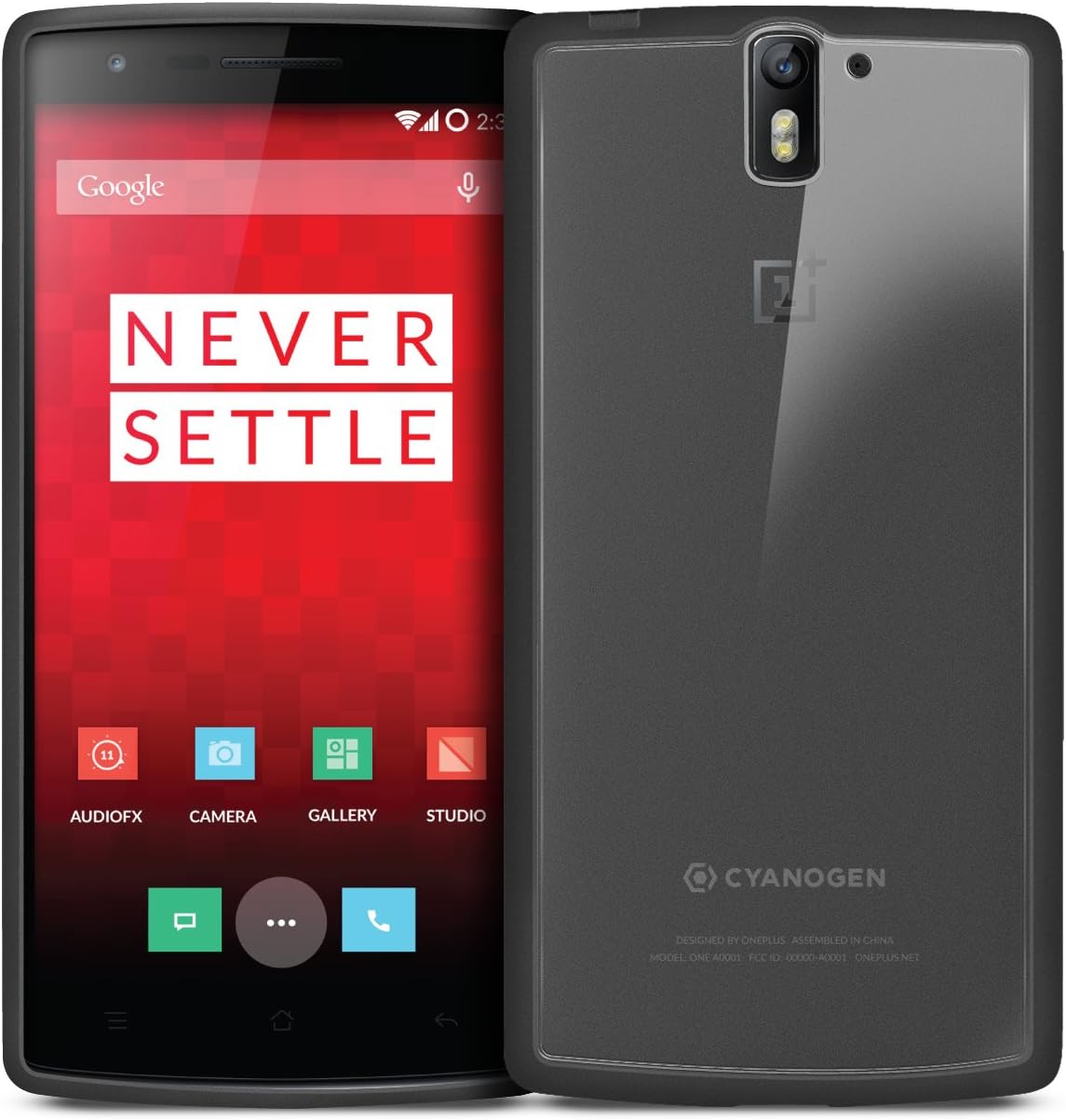 Orzly Fusion Bumper Case for One Plus One with Solid Black Rim and Built-In Full Transparent (Black)