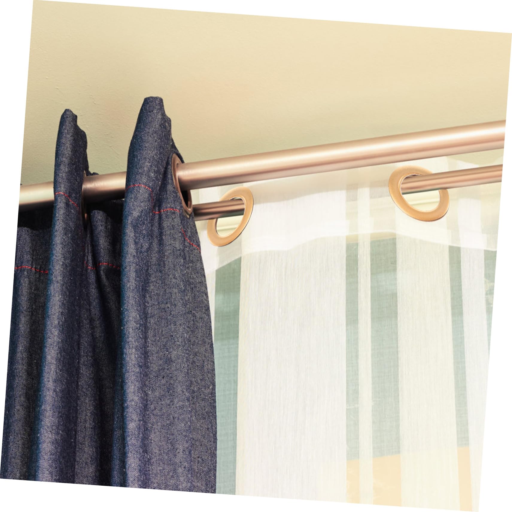 TOPBATHY 80pièces Anneaux De Rideaux Plastique Accessoires pour Tringle à Rideaux Œillets Décoratifs pour Salle De Séjour Et Chambre Doré Mat