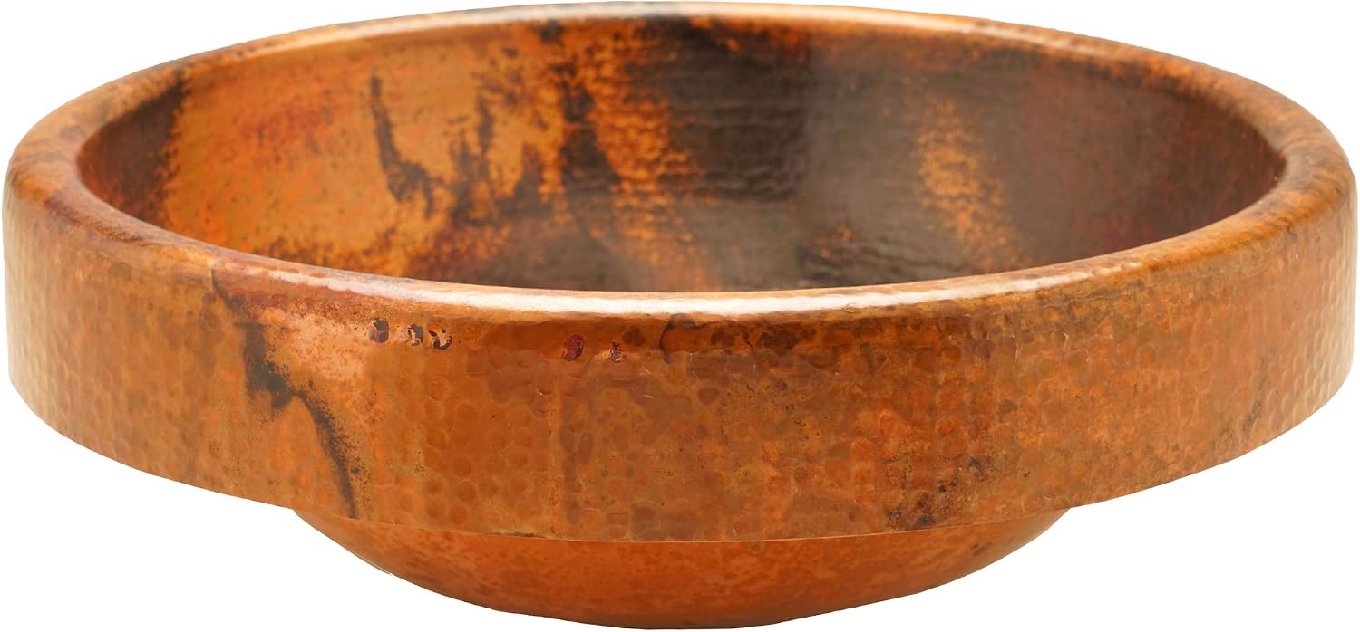 Novatto GRANADA Copper Drop-In Bathroom Sink, Natural