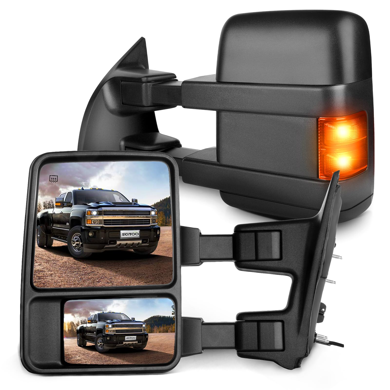 Amazon.com: SCITOO Power Heated LED Smoke Signal Towing Mirrors