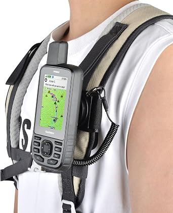 iGuerburn Backpack Tether for Garmin Handheld GPS inReach / eTrex / Rino / Alpha / Oregon / GPSMAP Series - Garmin Spine Mount Adapter with Safety Cord