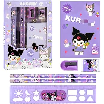 yumcute Cartoon Stationery Set Kawaii School Supplies with Notebook Pencil Eraser Sharpener and Ruler - Ideal Christmas or Birthday Gift for Girls Boys and Kids
