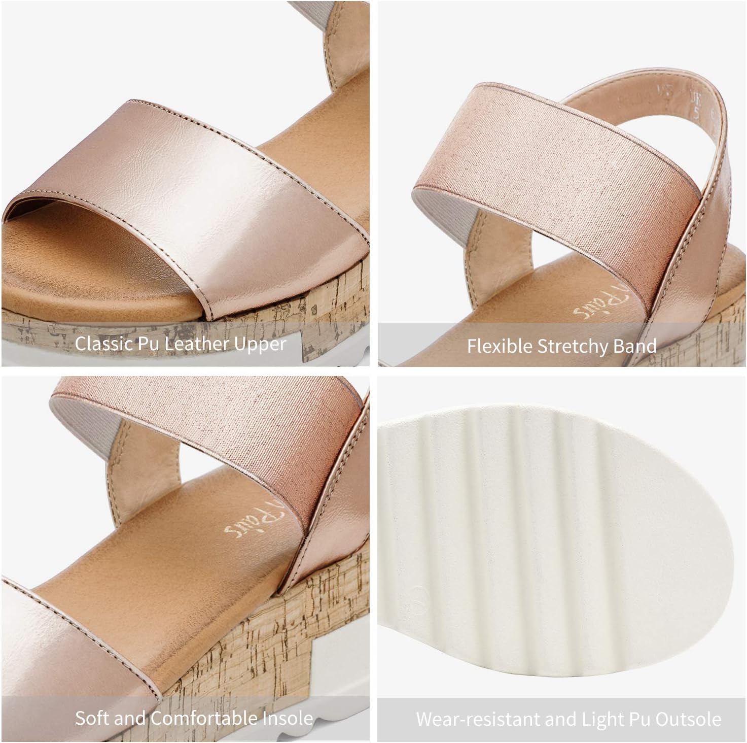 DREAM PAIRS Womens Open Toe Strap Casual Flatform Platform Wedges Sandals - Image 4