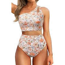 Yonique One Shoulder High Waisted Bikini Two Piece Swimsuit for Women
