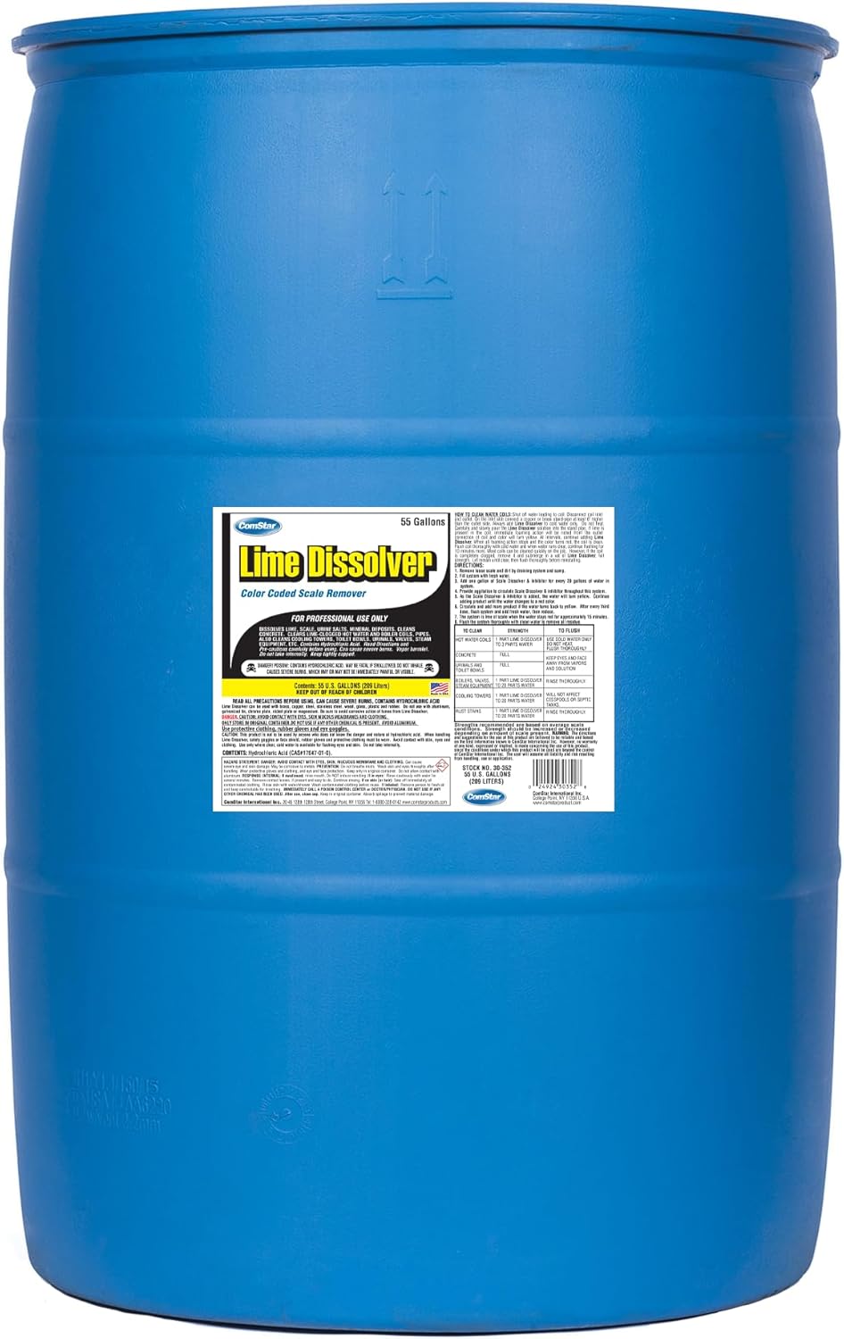 ComStar Lime Dissolver, 55 Gallon, & Scale Remover, Industrial Strength Descaler for Cooling Towers, Boilers, Coils, Urinals, Toilet Bowls, Ice Machines, Lab Equipment, Rust & Stain Cleaner (30-352)