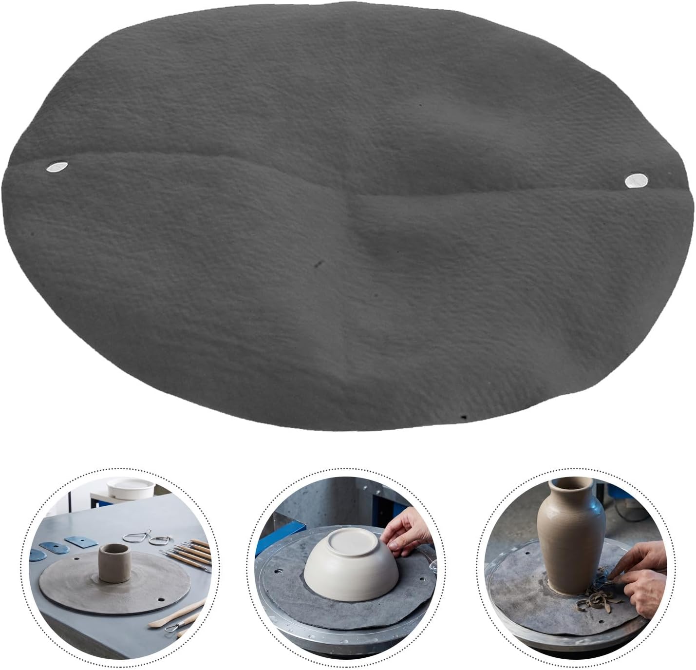 CORHAD 4pcs Absorbent PVA Clay Wheel Pad Double Hole Design, Reusable Round Pottery Bat Mat for Trimming and Supporting Clay, Nonshedding Lintfree Ceramic Wheel Accessories for Pottery